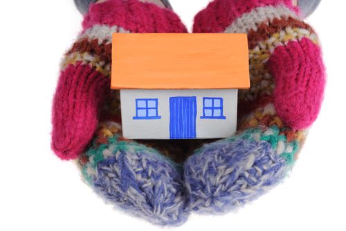 Toy efficient home held in pair of gloves