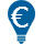 Cartoon light bulb with euro sign within