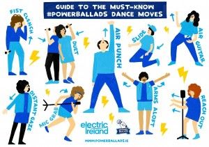 Poster depicting dance moves for power ballads