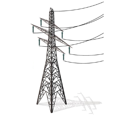Electricity distribution tower for transmission of electrical energy across the grid