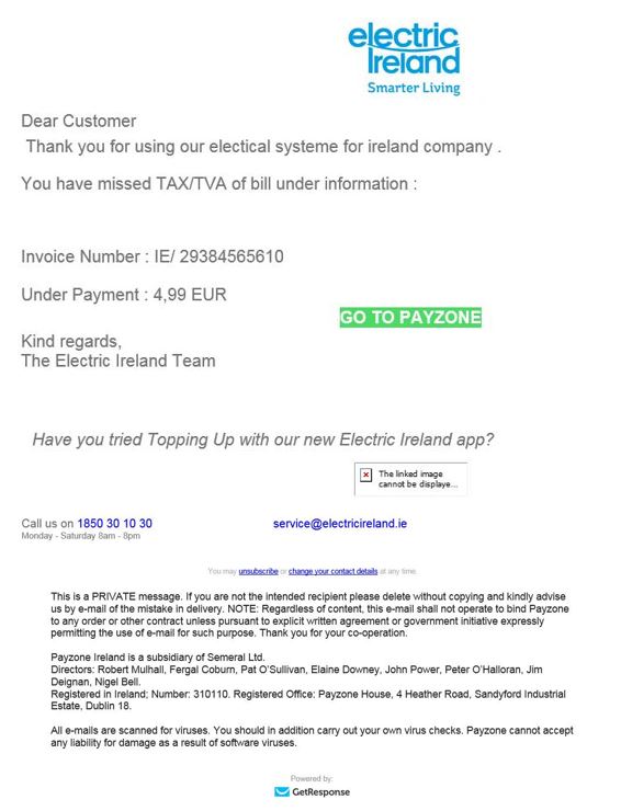 Example of a recent phishing email
